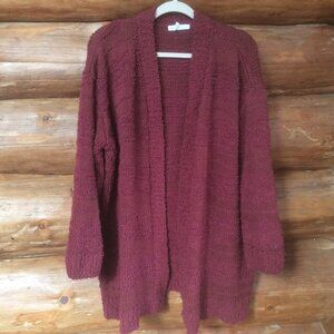 Mesh + Lace Burnt Sienna Boho Textured Chunky Knit Open Front Cardigan Size 2X